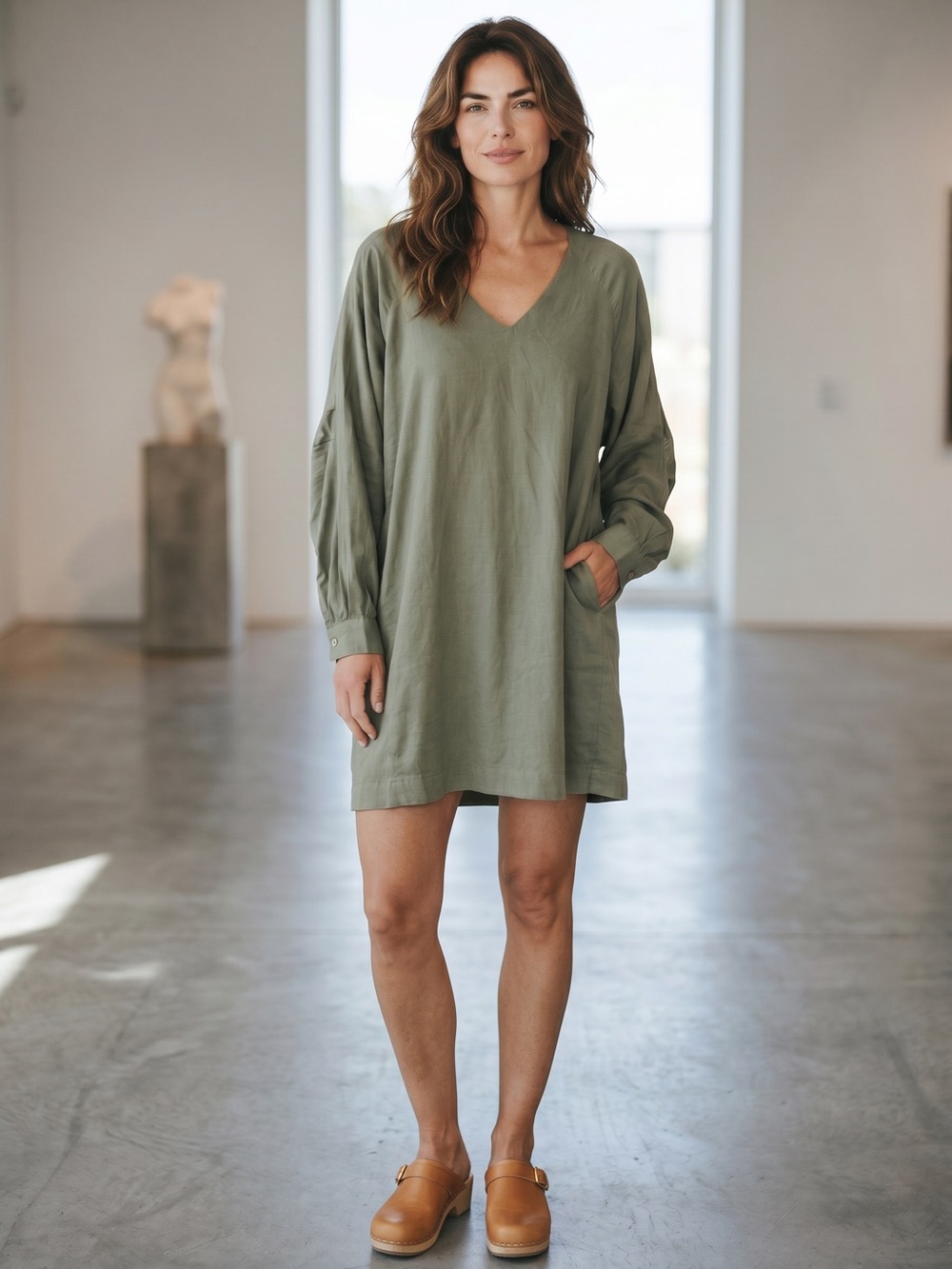 NWT | SKFK | Olive Green Dress | Midi | Size 6